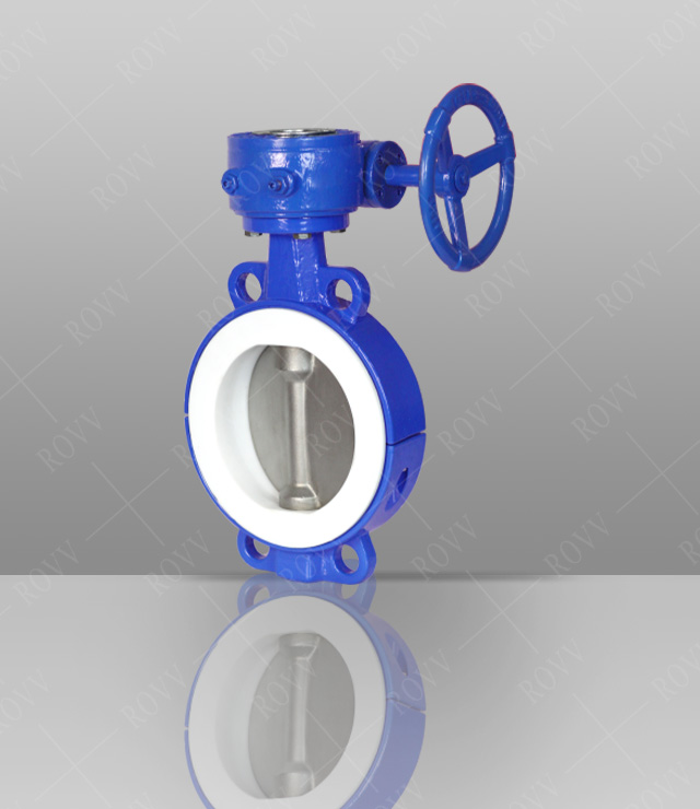 Wafer type fluorine-lined butterfly valve